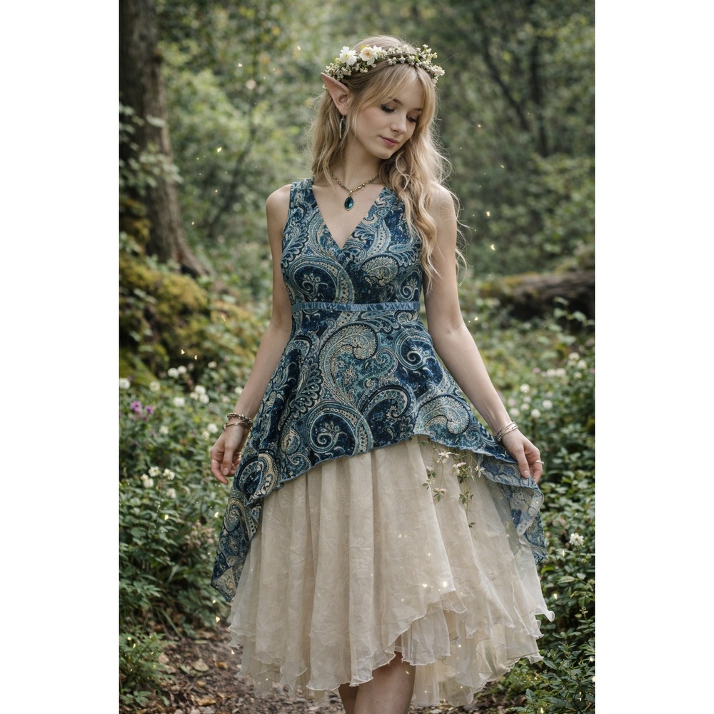 90s Y2K L Large Babydoll Top Fairycore Hot Tempered Asymmetric Boho Whimsy Fairy